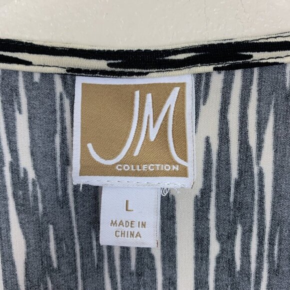 JM Collecion Womens L Short Sleeve Blouse NEW Top Beaded Slinky Tribal Spring - Picture 2 of 14